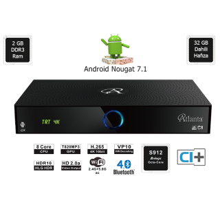 Atlanta 4K CI UHD Modül Girişli Combo Android Uydu Alıcısı